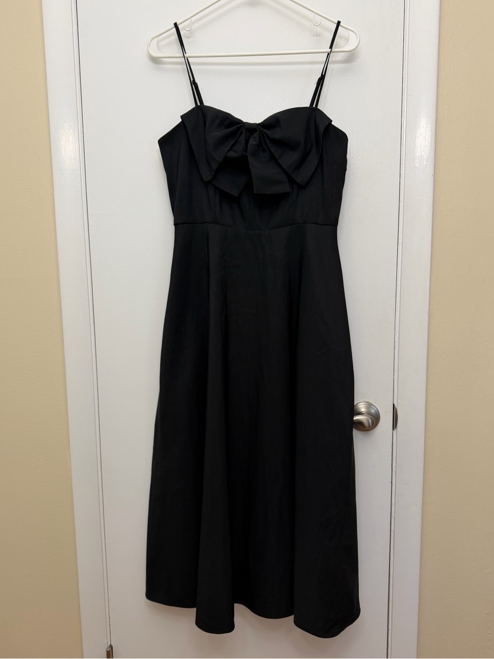 Black Bow Front Midi Dress